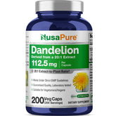 NusaPure Dandelion Capsules 200 Count bottle front view