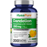 NusaPure Dandelion Root Capsules 250mg bottle front view