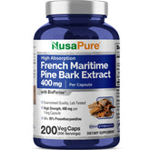 NusaPure French Maritime Pine Bark Extract 400mg veggie capsules front view