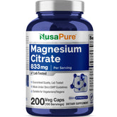 NusaPure Magnesium Citrate Supplement 200 veggie caps front view