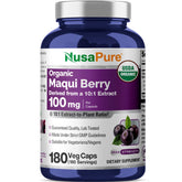 NusaPure Organic Maqui Berry Capsules 180 count bottle front view