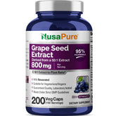 NusaPure Resveratrol Grape Seed Extract 800mg capsules front view