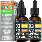 NUSAVA Liquid Vitamin D3 K2 bottle front view with dropper