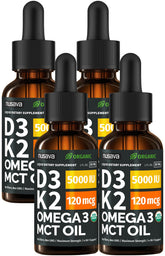 NUSAVA Liquid Vitamin D3 K2 Supplement front view with dropper