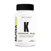 NutraBio Potassium Supplement 99mg 60 Capsules front view