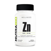 NutraBio Zinc Bisglycinate Chelate 120 vegetable capsules front view