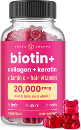 NutraChamps Biotin+ Gummies 5000mcg front view