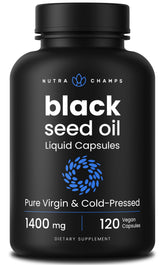 NutraChamps Black Seed Oil 120 Vegan Capsules front view