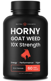 NutraChamps Horny Goat Weed supplement front view with packaging