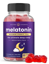 NutraChamps Melatonin Gummies front view, 180g packaging