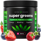 NutraChamps Super Greens Powder 258g front view with packaging