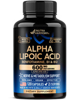 NUTRAHARMONY Alpha Lipoic Acid 600mg supplement bottle front view