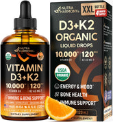 NUTRAHARMONY Vitamin D3 + K2 Drops front view with packaging