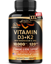 NUTRAHARMONY Vitamin D3 + K2 supplement bottle front view