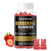 Nutravita Berberine Gummies front view with strawberry flavour