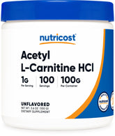 Nutricost Acetyl-L-Carnitine Powder 100g front view