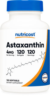 Nutricost Astaxanthin 4mg 120 softgels bottle front view