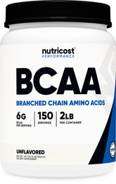 Nutricost BCAA Powder 150 servings unflavoured front view