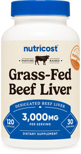 Nutricost Beef Liver Extract Capsules 3000mg bottle front view