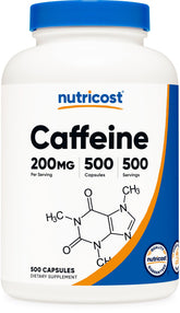 Nutricost Caffeine Capsules 200mg front view