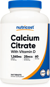 Nutricost Calcium Citrate 240 Tablets front view