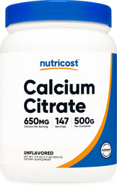 Nutricost Calcium Citrate Powder 500g front view