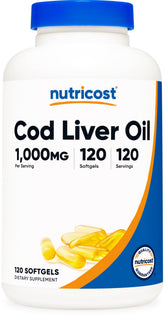 Nutricost Cod Liver Oil Softgels 1000mg front view