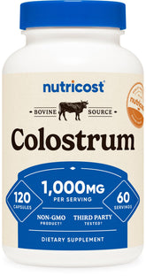 Nutricost Colostrum Capsules 1000mg bottle front view
