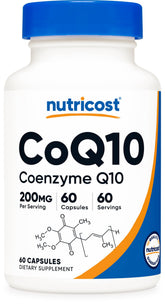Nutricost CoQ10 200mg vegetarian capsules front view