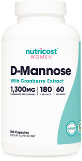 Nutricost Cranberry D-Mannose 1300mg 180 Capsules front view