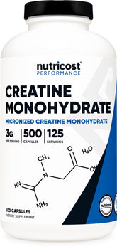 Nutricost Creatine Monohydrate 750mg 500 Capsules front view