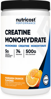 Nutricost Creatine Monohydrate Mandarin Orange 500g front view