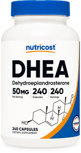 Nutricost DHEA Capsules 50mg bottle front view