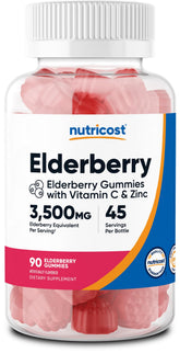 Nutricost Elderberry Gummies bottle front view with 90 gummies