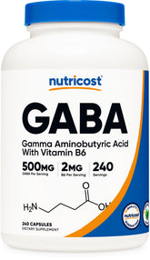 Nutricost GABA 500mg 240 Veggie Capsules front view