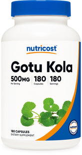 Nutricost Gotu Kola Capsules 180 count bottle front view
