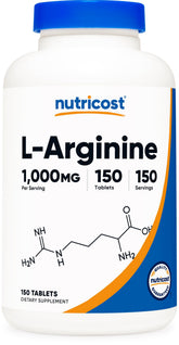 Nutricost L-Arginine 1000mg Tablets bottle front view