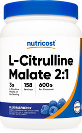 Nutricost L-Citrulline Malate 2:1 600g Blue Raspberry front view