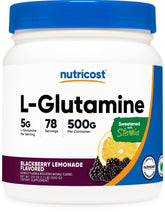 Nutricost L-Glutamine Powder 500g Blackberry Lemonade front view