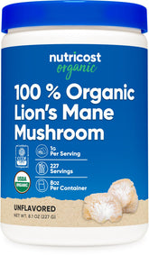 Nutricost Lion's Mane Mushroom Powder front view packaging