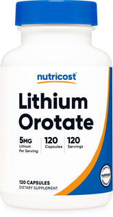 Nutricost Lithium Orotate 120 Vegetarian Capsules front view