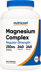 Nutricost Magnesium Complex Regular Strength 250mg front view