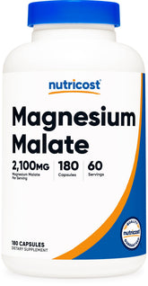 Nutricost Magnesium Malate 180 capsules bottle front view