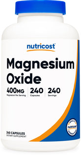 Nutricost Magnesium Oxide 400mg 240 Capsules front view