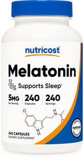 Nutricost Melatonin 5mg Capsules bottle front view