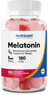 Nutricost Melatonin Gummies 180 count bottle front view