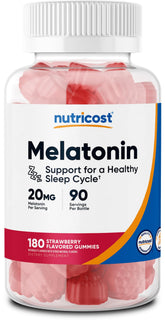 Nutricost Melatonin Gummies 20mg strawberry flavour front view