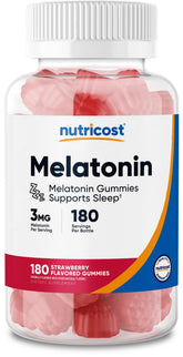 Nutricost Melatonin Gummies 3mg Strawberry bottle front view