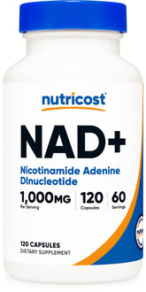 Nutricost NAD+ 120 capsules bottle front view