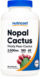 Nutricost Nopal Cactus Capsules 180 vegan capsules front view